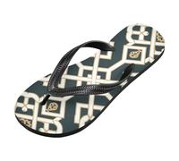 Trendy Abstract Pattern Palmette Nero gomma Reef infradito cuscino sandali flip per la casa (prop1), Trendy Astratto Modello Palmette Nero, XX-Large