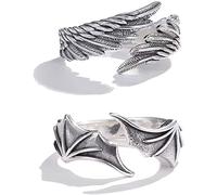 Trendy Angel Demon Rings Ala Semplice Unisex per l'amante Coppia Set Amicizia Matrimonio Fidanzamento Anelli Aperti Durable Design