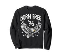 Trendy Apparel 4th of July Born Free '76 Bald Eagle & Stars Felpa