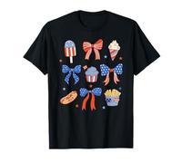 Trendy Apparel 4th of July Red White & Blue Bows & Snacks Maglietta