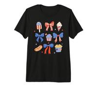 Trendy Apparel 4th of July Red White & Blue Bows & Snacks Maglietta Premium