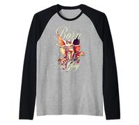 Trendy Apparel Angel Born for Glory No Saints Just Martyrs Maglia con Maniche Raglan