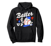 Trendy Apparel Batter Up Happy Cartoon Baseball Ready To Bat Felpa con Cappuccio