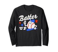 Trendy Apparel Batter Up Happy Cartoon Baseball Ready To Bat Maglia a Manica