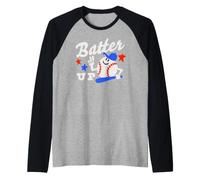 Trendy Apparel Batter Up Happy Cartoon Baseball Ready To Bat Maglia con Maniche Raglan