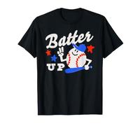 Trendy Apparel Batter Up Happy Cartoon Baseball Ready To Bat Maglietta