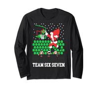 Trendy Apparel Christmas Team Six Seven Santa Dunking On Elf Maglia a Manica