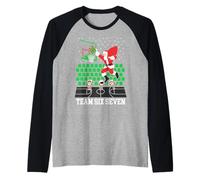 Trendy Apparel Christmas Team Six Seven Santa Dunking On Elf Maglia con Maniche Raglan