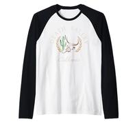 Trendy Apparel Death Valley California Bovine Longhorn Skull Maglia con Maniche Raglan