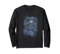 Trendy Apparel Distressed Skull Wings And Blades Graveyard Maglia a Manica