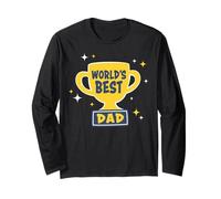 Trendy Apparel Father's Day World's Best Dad Gold Trophy Maglia a Manica