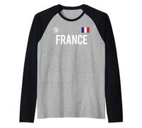 Trendy Apparel France Bold Text National Crest & Flag Badge Maglia con Maniche Raglan