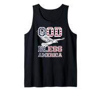 Trendy Apparel God Bless America Flag Print Text Bald Eagle Canotta