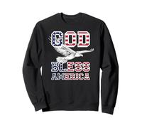 Trendy Apparel God Bless America Flag Print Text Bald Eagle Felpa