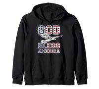 Trendy Apparel God Bless America Flag Print Text Bald Eagle Felpa con Cappuccio