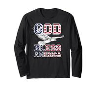 Trendy Apparel God Bless America Flag Print Text Bald Eagle Maglia a Manica