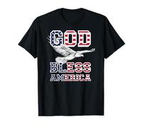 Trendy Apparel God Bless America Flag Print Text Bald Eagle Maglietta