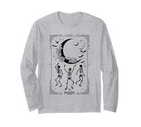 Trendy Apparel Halloween The Moon Skeleton Bats Tarot Card Maglia a Manica