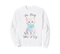 Trendy Apparel I'm Pretty When I Cry Cute Kitten Blue Bow Felpa