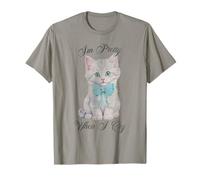 Trendy Apparel I'm Pretty When I Cry Cute Kitten Blue Bow Maglietta