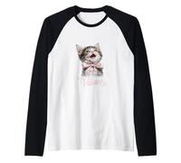 Trendy Apparel in My Villain Era Cute Smiling Kitten Bow Maglia con Maniche Raglan
