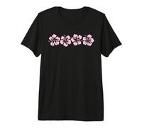 Trendy Apparel Large Row of Four Pink Hibiscus Flowers Maglietta Premium