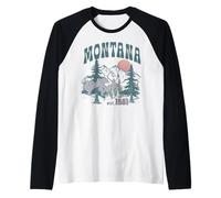Trendy Apparel Montana Glacier Park EST 1901 Forest Sun Rise Maglia con Maniche Raglan