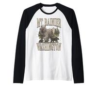 Trendy Apparel Mt. Rainier Washington Grizzly Bear Forest Maglia con Maniche Raglan