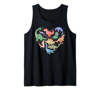Trendy Apparel Multiple Dinosaurs Arranged Heart Shape Canotta