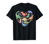 Trendy Apparel Multiple Dinosaurs Arranged Heart Shape Maglietta