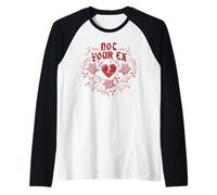 Trendy Apparel Not Your Ex Dark Red Broken Heart And Roses Maglia con Maniche Raglan