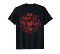 Trendy Apparel Not Your Ex Dark Red Broken Heart And Roses Maglietta