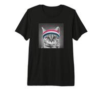 Trendy Apparel Panel of Cat with Red White And Blue Headband Maglietta Premium