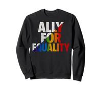 Trendy Apparel Pride Ally for Equality Big Rainbow Text Felpa