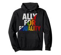 Trendy Apparel Pride Ally for Equality Big Rainbow Text Felpa con Cappuccio