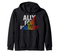 Trendy Apparel Pride Ally for Equality Big Rainbow Text Felpa con Cappuccio