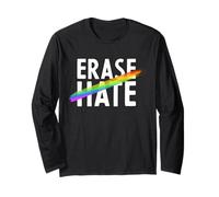 Trendy Apparel Pride Erase Hate Rainbow Colored Brush Stroke Maglia a Manica