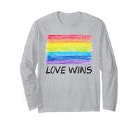 Trendy Apparel Pride Love Wins Crayon Colored Rainbow Flag Maglia a Manica