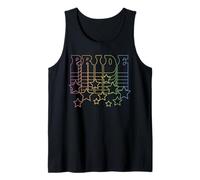Trendy Apparel Pride Rising Stacked Rainbow Pride Text Stars Canotta