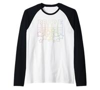 Trendy Apparel Pride Rising Stacked Rainbow Pride Text Stars Maglia con Maniche Raglan