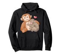 Trendy Apparel Punch The Monkey Cuddling His Plushy Drawing Felpa con Cappuccio
