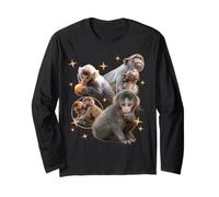 Trendy Apparel Punch The Monkey Shining Picture Montage Maglia a Manica