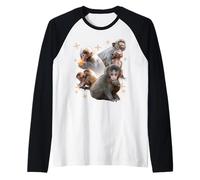 Trendy Apparel Punch The Monkey Shining Picture Montage Maglia con Maniche Raglan