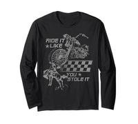 Trendy Apparel Ride It Like You Stole It Motorcycle Cowboy Maglia a Manica