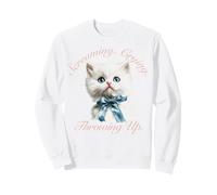 Trendy Apparel Screaming Crying Throwing Up Kitten with Bow Felpa