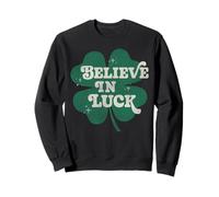 Trendy Apparel St. Patrick's Day Believe in Luck Clover Logo Felpa