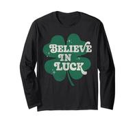 Trendy Apparel St. Patrick's Day Believe in Luck Clover Logo Maglia a Manica