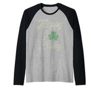 Trendy Apparel St. Patrick's Day Happy Go Lucky Vintage Logo Maglia con Maniche Raglan