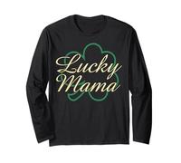 Trendy Apparel St. Patrick's Day Lucky Mama Shamrock Logo Maglia a Manica