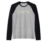 Trendy Apparel St. Patrick's Day Lucky Me Vintage Style Logo Maglia con Maniche Raglan